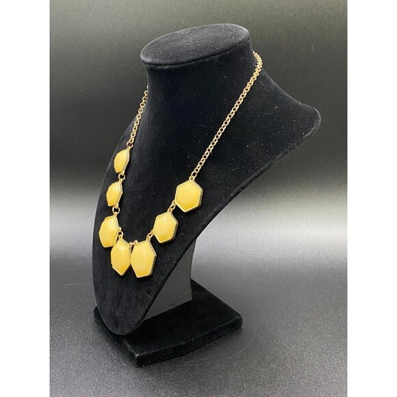 Hexagon Necklace Yellow and Gold Tone - Picture 2 of 5